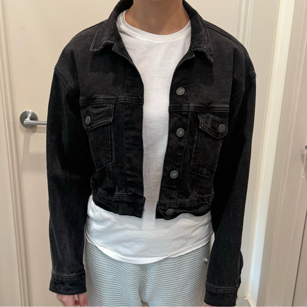 Miami Charcoal Denim Cropped Jacket - Picture 2 of 2